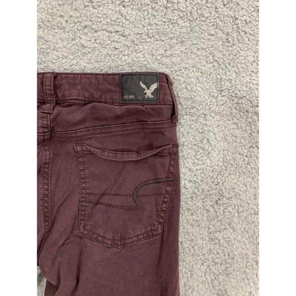 American Eagle Outfitters Maroon Leggings Jeggings 0 Regular Standard Sateen - Picture 5 of 12